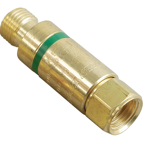 Antiretours pare-flammes - Oxy/gaz combustibles, Gaz combustibles (rouge)/Oxyg&egrave;ne (vert), Style pour adapteur de d&eacute;tendeur R.M.G. Prévention