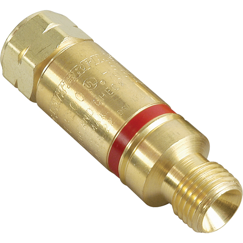 Antiretours pare-flammes - Oxy/gaz combustibles, Gaz combustibles (rouge)/Oxyg&egrave;ne (vert), Style pour adapteur de d&eacute;tendeur R.M.G. Prévention