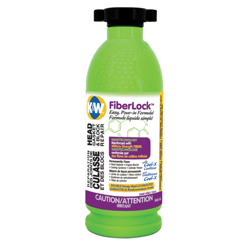 Fiberlock Head Gasket & Block Repair Fluid, Bottle, Beige R.M.G. Prévention