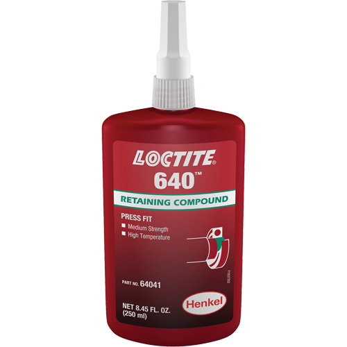 Loctite&reg; 640 Retaining Compound, 250 ml, Bottle, Green R.M.G. Prévention