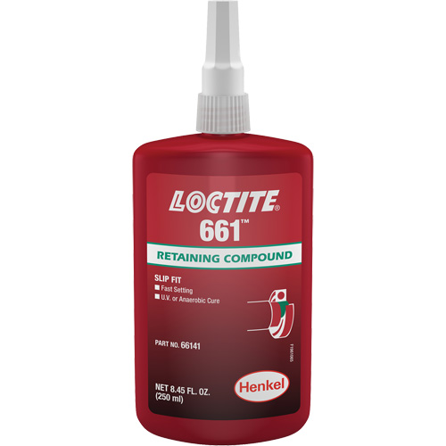 Compos&eacute; de retenue Loctite 661, 250 ml, Bouteille, Jaune R.M.G. Prévention
