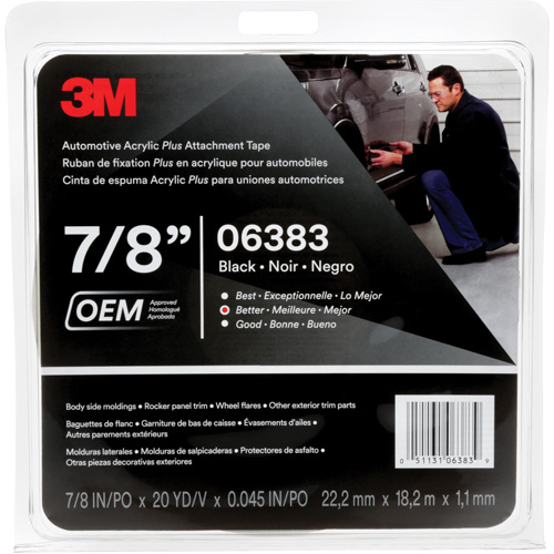 3M Automotive Acrylic Tape, 18 M (60') L x 22 mm (7/8") W, 45 mils, Acrylic R.M.G. Prévention