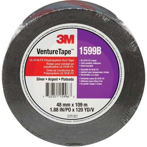 Ruban en polypropyl&egrave;ne Venture Tape 1599B, 3 mils, Argent, 48 mm (2") x 109,7 m (359,9') R.M.G. Prévention