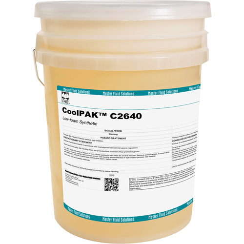 Liquide pour le travail des m&eacute;taux synth&eacute;tique peu mousseux CoolPAK, Seau R.M.G. Prévention