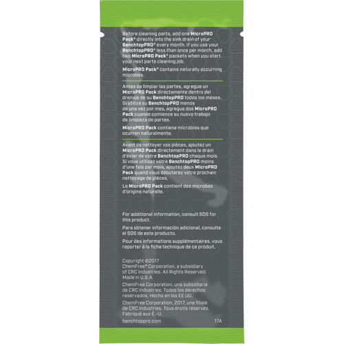 Agent nettoyant antimicrobien MicroPro Pack, 0,5 oz, Pochette R.M.G. Prévention