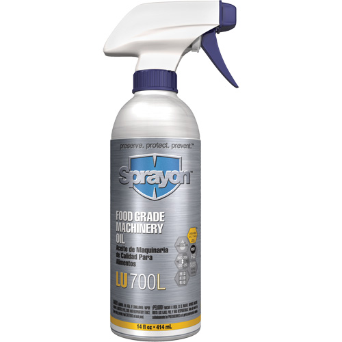 Huile &agrave; machine de cat&eacute;gorie alimentaire, 14 oz, Bouteille &agrave; g&acirc;chette R.M.G. Prévention