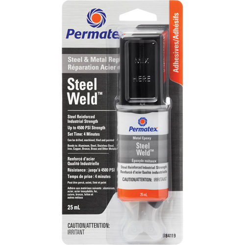 Steel Weld Epoxy, 25 ml, Syringe, Two-Part, Grey R.M.G. Prévention