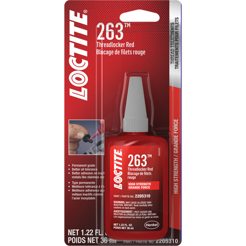263 Threadlocker, Red, High, 36 ml, Bottle R.M.G. Prévention