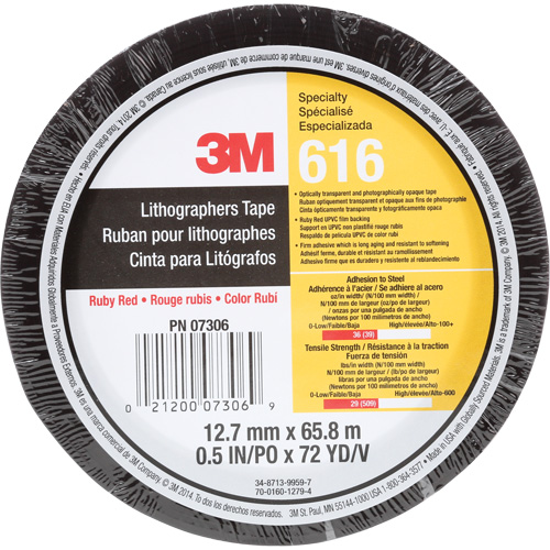 Ruban pour lithographe 616, 12,7 mm (1/2") x 66 m (216'), Rouge R.M.G. Prévention