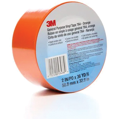 764 General-Purpose Vinyl Tape, 50.8 mm (2") W x 32.9 m (108') L, 5 mils, Orange R.M.G. Prévention