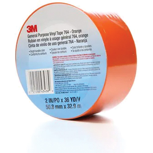 764 General-Purpose Vinyl Tape, 50.8 mm (2") W x 32.9 m (108') L, 5 mils, Orange R.M.G. Prévention