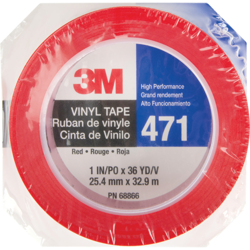 Ruban en vinyle 471, 25,4 mm (1") la x 32,9 m (108') lo, 5,3 mils, Rouge R.M.G. Prévention