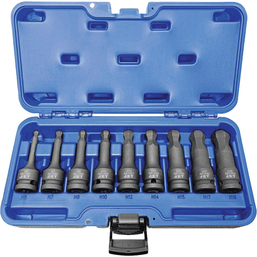 BNH-912M 1/2" Drive Metric Ball Nose Hex Impact Socket Set, Hex, 1/2" Drive, 9 Pcs R.M.G. Prévention