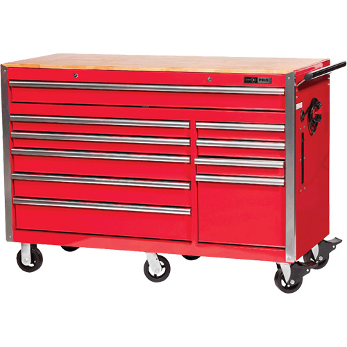 PRC5610 Pro Series Roller Cabinet, 10 Drawers, 55-9/10" W x 24-1/10" D x 39-7/10" H, Red R.M.G. Prévention