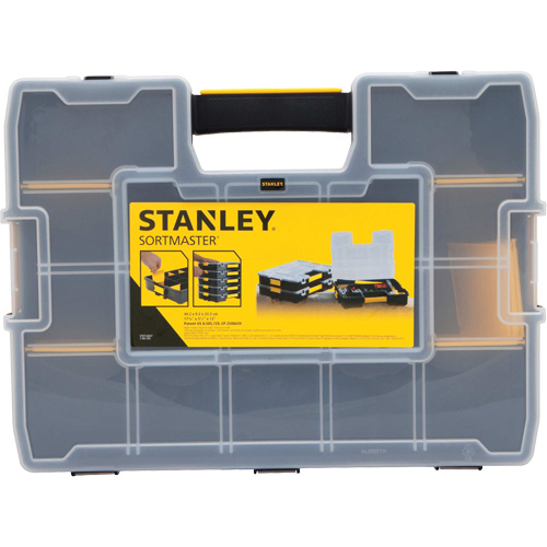 Organisateur empilable pour petites pi&egrave;ces SortMaster, 17-3/8" la x 13" p x 3-1/2" h, Noir R.M.G. Prévention