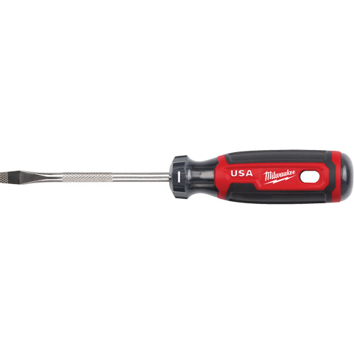 Slotted Screwdriver, 1/4" Tip, Round, 211 mm L, Cushion Grip Handle R.M.G. Prévention