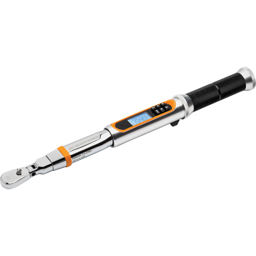 Cl&eacute; dynamom&eacute;trique &agrave; t&ecirc;te flexible 120XP avec angle, &eacute;lectronique, Entraînement 1/4" carr&eacute;, 24 - 240 lb-po R.M.G. Prévention