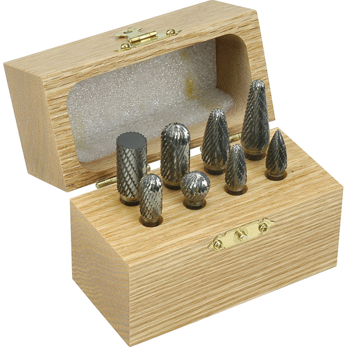 Jeu de fraises au carbure &agrave; coupe double, 8 morceaux R.M.G. Prévention