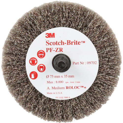 Scotch-Brite Roloc Cut & Polish Disc, Aluminum Oxide, Medium Grit, 3" x 1-3/8" x 1/4" R.M.G. Prévention
