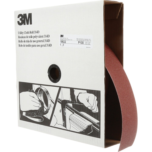 Rouleau de toile abrasive utilitaire 314D, 2" la x 150' lo, Grain 100J R.M.G. Prévention