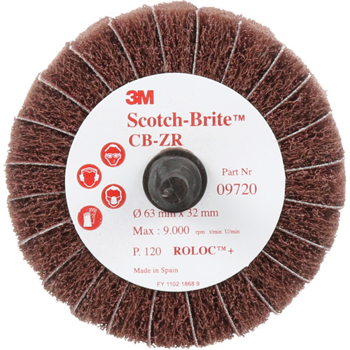 Scotch-Brite Combi-Wheel, 2-1/2" Dia., 120 Grit, Aluminum Oxide R.M.G. Prévention