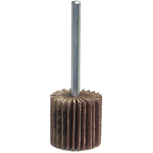 Super Finish Mini Flap Wheel, Aluminum Oxide, 120 Grit, 1-3/16" x 1/4" x 1/4" R.M.G. Prévention