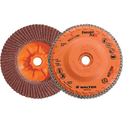 Disque &agrave; lamelles Enduro-Flex, 4-1/2" x 5/8"-11, Type 27, Grain 40, Alumine de zirconium R.M.G. Prévention