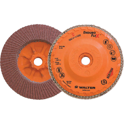 Disque &agrave; lamelles Enduro-Flex, 4-1/2" x 5/8"-11, Type 27, Grain 60, Alumine de zirconium R.M.G. Prévention