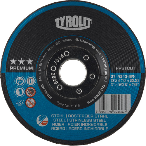 Premium 2-in-1 Grinding Wheel, 7" x 9/32", 7/8" Arbor, Type 27 R.M.G. Prévention
