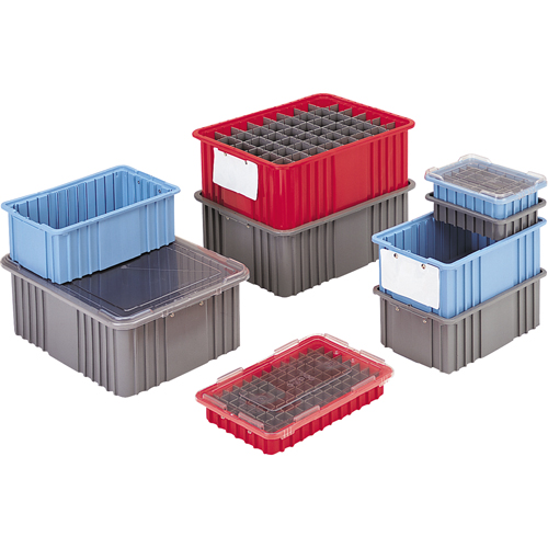 Divider Box&reg; Containers, Polyethylene, 10.8" W x 8.3" D x 2.5" H, Grey R.M.G. Prévention