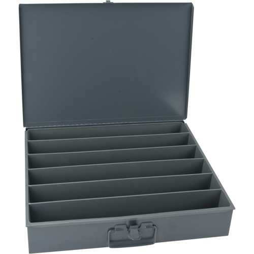 Boîtes en acier &agrave; compartiments &agrave; fond courb&eacute;, 18,34" la x 12,16" p x 3,16" h, 6 horizontaux compartiments R.M.G. Prévention