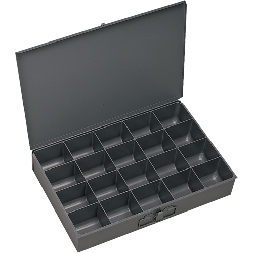 Compartment Scoop Boxes, Steel, 20 Slots, 13-3/8" W x 9-1/4" D x 2" H, Grey R.M.G. Prévention