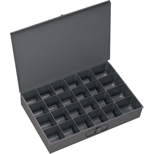Compartment Scoop Boxes, Steel, 24 Slots, 13-3/8" W x 9-1/4" D x 2" H, Grey R.M.G. Prévention