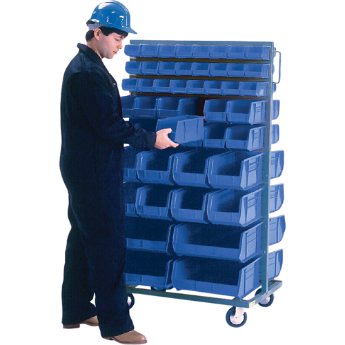 Double-Sided Mobile Bin Rack, Double-sided, 96 bins, 36" W x 24" D x 63" H R.M.G. Prévention