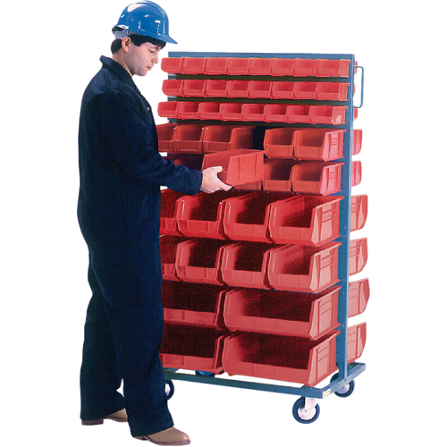 Double-Sided Mobile Bin Rack, Double-sided, 96 bins, 36" W x 24" D x 63" H R.M.G. Prévention