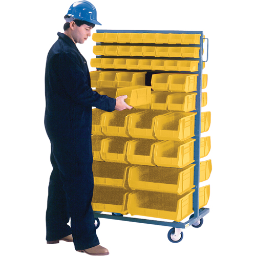 Double-Sided Mobile Bin Rack, Double-sided, 96 bins, 36" W x 24" D x 63" H R.M.G. Prévention
