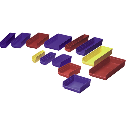 Shelf Bins, 4-1/8" W x 4" H x 23-5/8" D, Blue, 50 lbs. Capacity R.M.G. Prévention