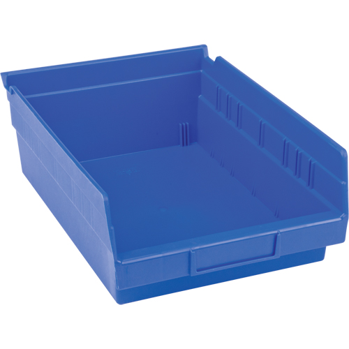 Plastic Shelf Bins, 8-3/8" W x 4" H x 11-5/8" D, Blue, 15 lbs. Capacity R.M.G. Prévention