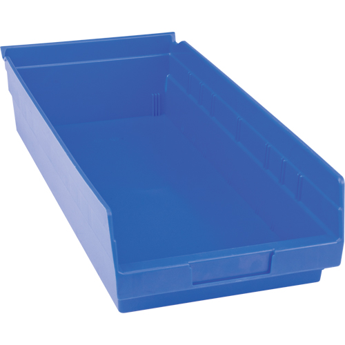 Plastic Shelf Bins, 8-3/8" W x 4" H x 17-7/8" D, Blue, 20 lbs. Capacity R.M.G. Prévention