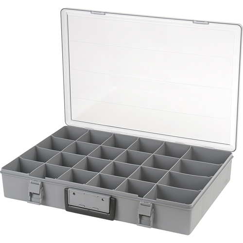 Compartment Case, Plastic, 24 Slots, 18-1/2" W x 13" D x 3" H, Grey R.M.G. Prévention
