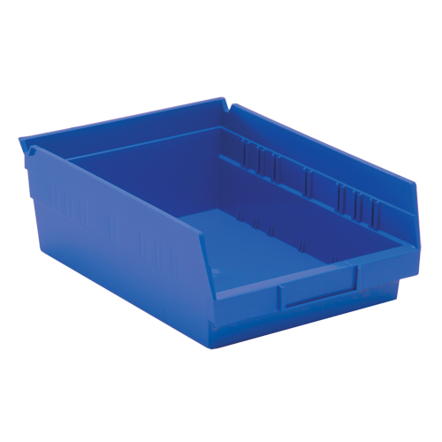 Shelf Bins, 8-3/8" W x 4" H x 11-5/8" D, Blue, 30 lbs. Capacity R.M.G. Prévention