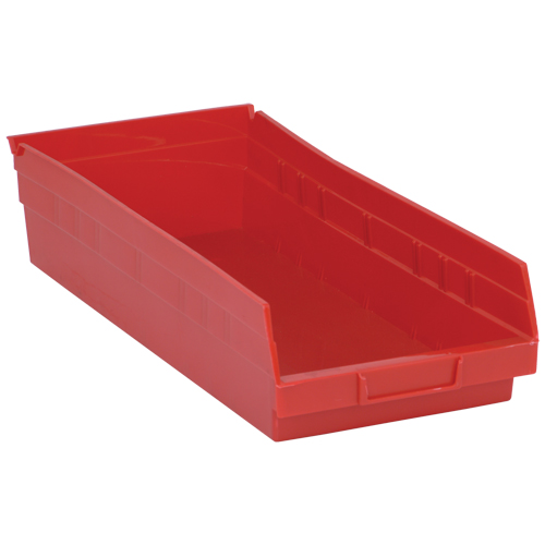 Shelf Bins, 8-3/8" W x 4" H x 17-7/8" D, Red, 40 lbs. Capacity R.M.G. Prévention