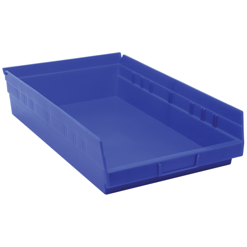 Bacs de rangement pour tablettes, 11-1/8" la x 4" H x 17-7/8" p, Bleu, Capacit&eacute; 40 lb R.M.G. Prévention