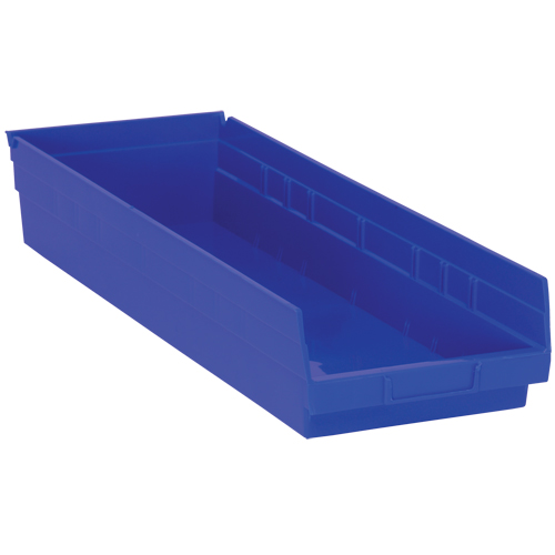 Shelf Bins, 8-3/8" W x 4" H x 23-5/8" D, Blue, 50 lbs. Capacity R.M.G. Prévention