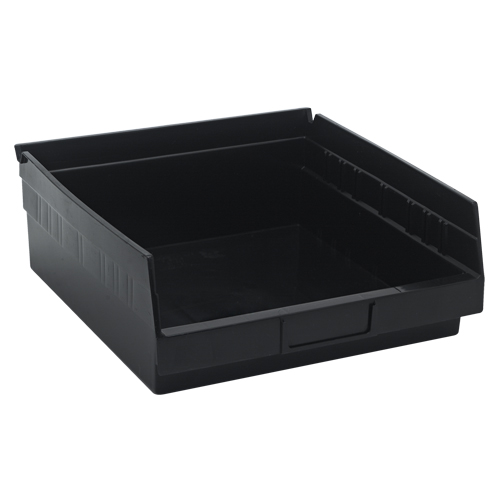 Economy Shelf Bin, 11-1/8" W x 4" H x 11-5/8" D, Black R.M.G. Prévention