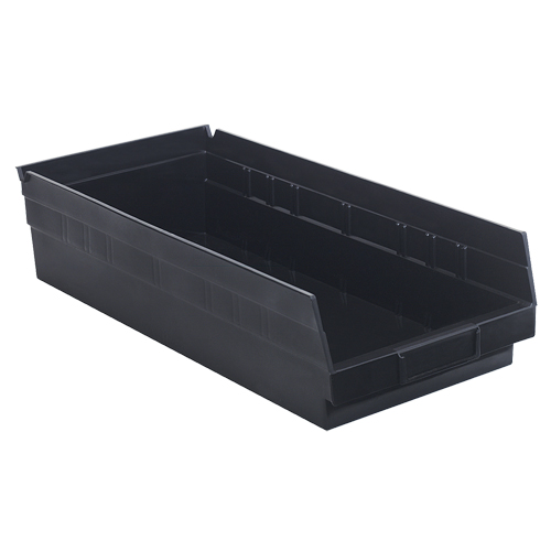 Economy Shelf Bin, 8-3/8" W x 4" H x 17-7/8" D, Black R.M.G. Prévention