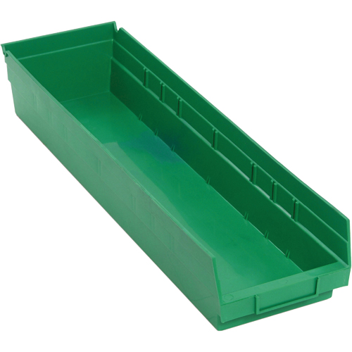 Shelf Bins, 6-5/8" W x 4" H x 23-5/8" D, Green, 50 lbs. Capacity R.M.G. Prévention