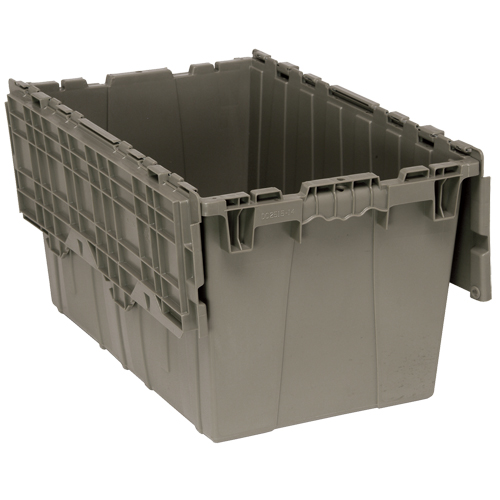 Bac de distribution avec couvercle &agrave; charni&egrave;res, 16-1/4" x 25-3/8" x 14-1/8", Gris R.M.G. Prévention