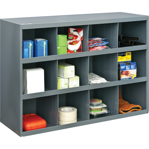 Storage Bin Cabinets, Steel, 12 Drawers, 33-3/4" x 12" x 23-7/8", Grey R.M.G. Prévention