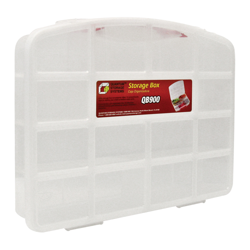 Clear Compartment Storage Box, 13" W x 10-1/4" D x 2-3/8" H, 10 Compartments R.M.G. Prévention